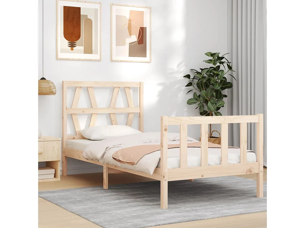 Cadre de lit sans matelas bois de pin massif