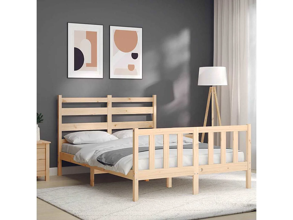 Cadre de lit sans matelas bois de pin massif