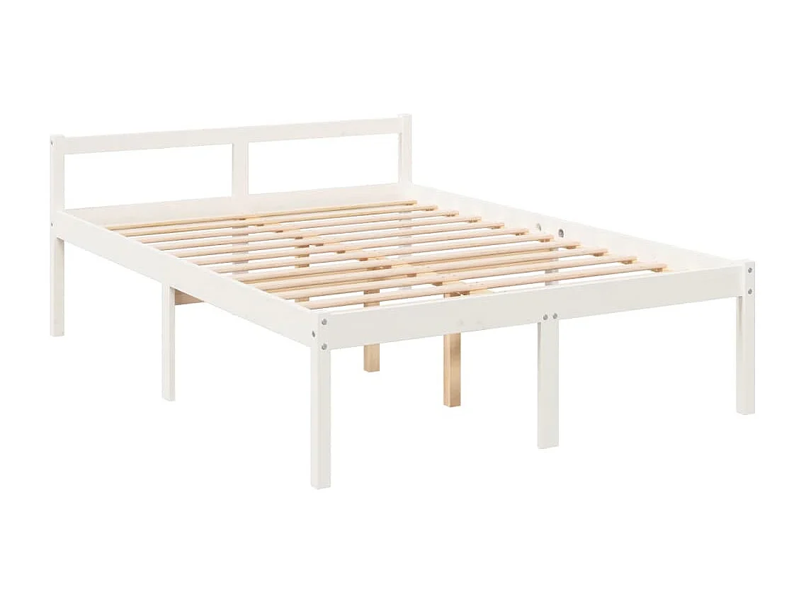 Seniorenbed met hoofdbord massief hout wit 140x200 cm