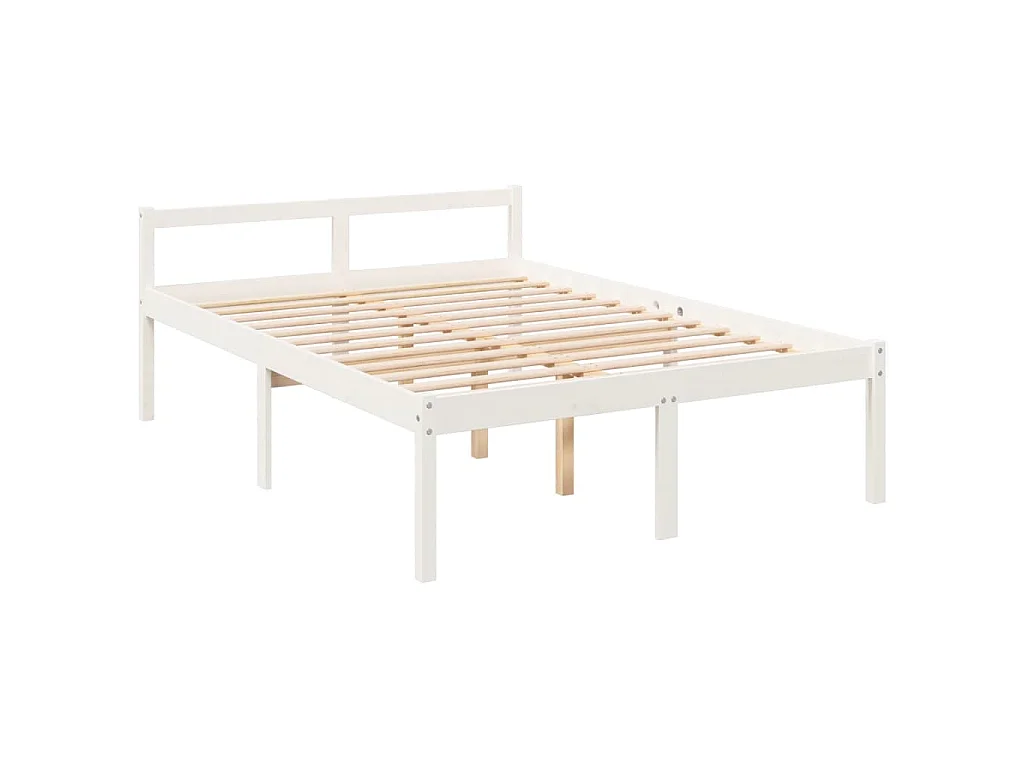 Seniorenbett mit Kopfteil 140x200 cm Weiß Massivholz