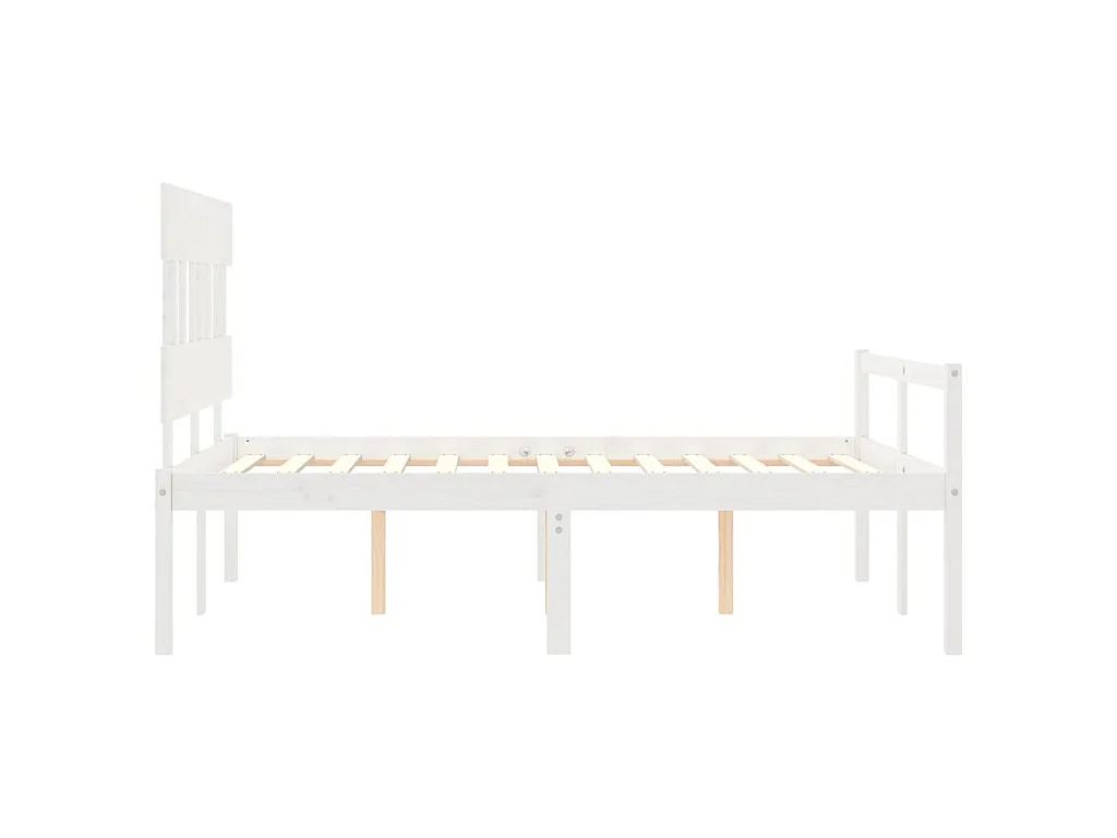 Seniorenbett mit Kopfteil 140x200 cm Weiß Massivholz