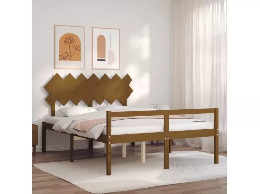 Kauf Unique Seniorenbett mit Kopfteil 140x200 cm Honigbraun Massivholz