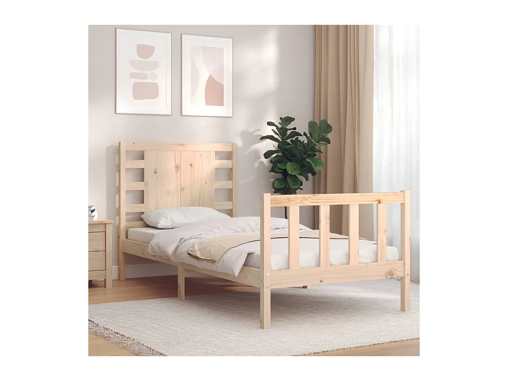 Bedframe met hoofdbord massief hout