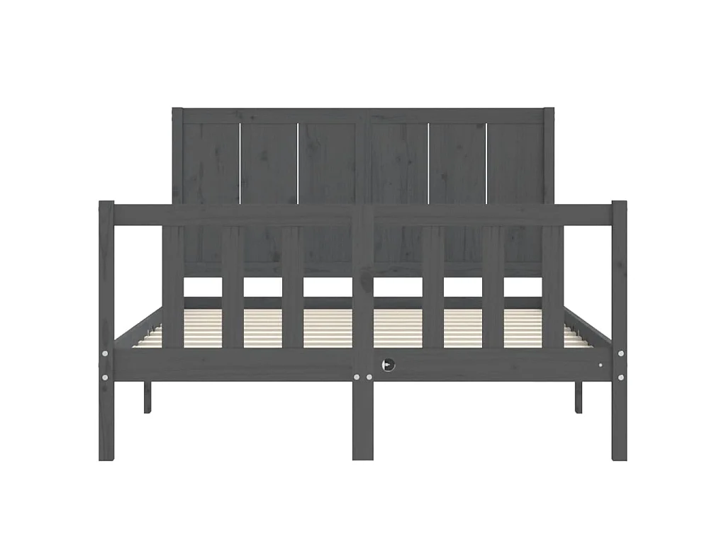 Cadre de lit avec tête de lit gris 140x190 cm bois massif