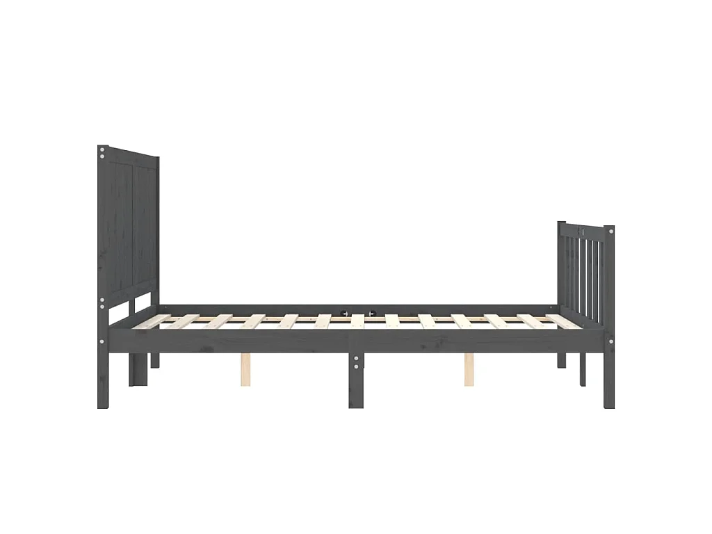 Cadre de lit avec tête de lit gris 140x190 cm bois massif