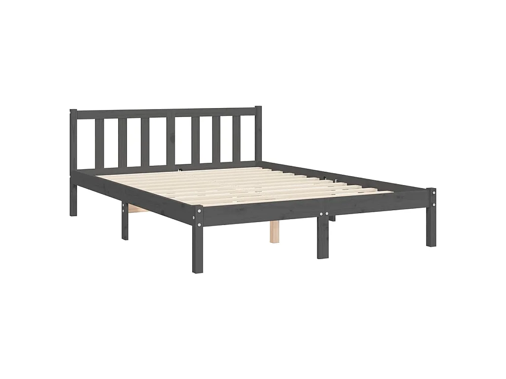 Cadre de lit avec tête de lit gris 140x190 cm bois massif