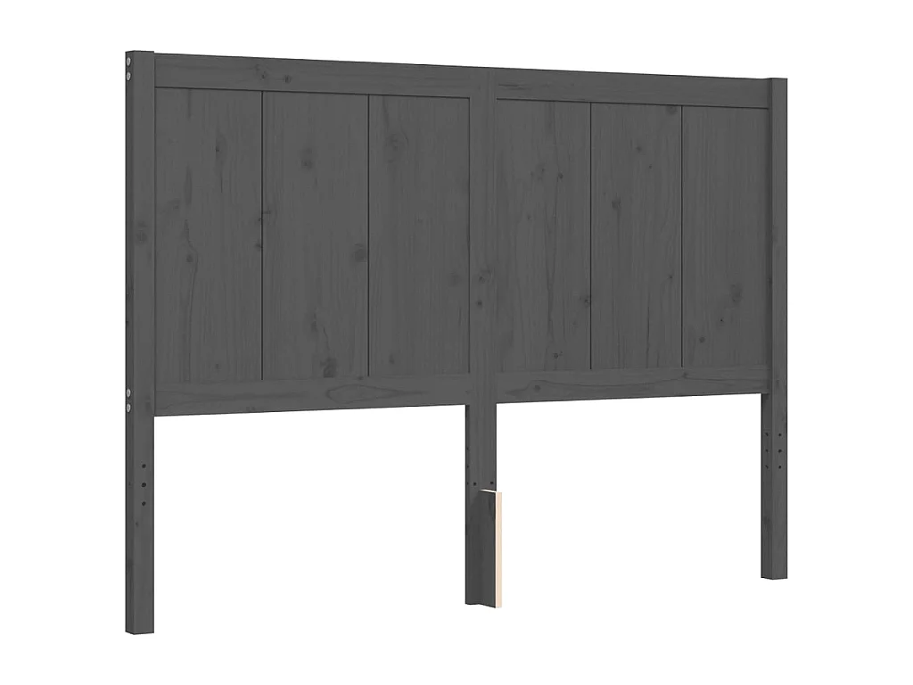 Cadre de lit avec tête de lit gris 140x190 cm bois massif