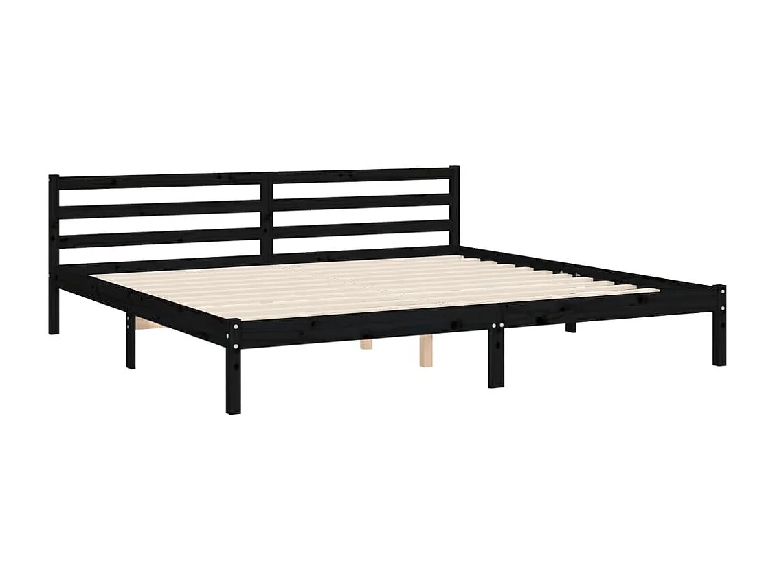 Estrutura de cama com cabeceira 200x200 cm madeira maciça preto