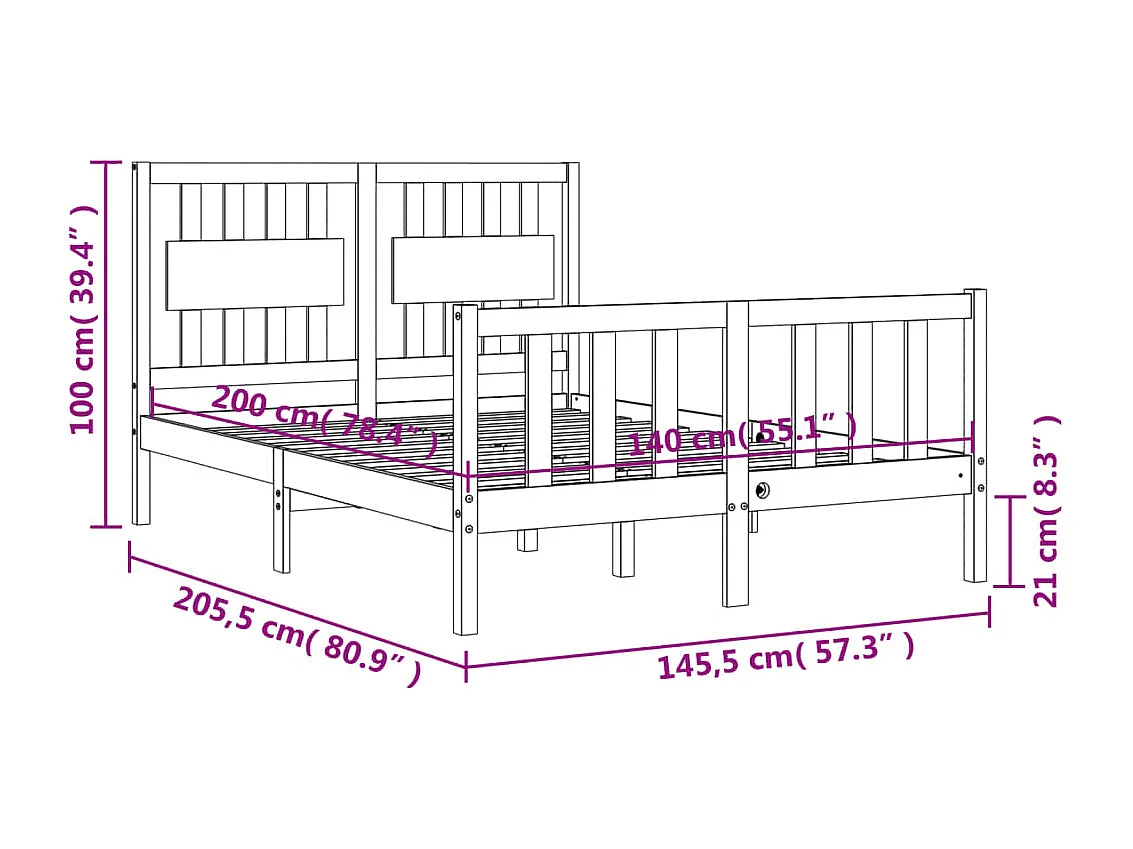 Giroletto senza Materasso Bianco 140x200 cm Legno Massello Pino