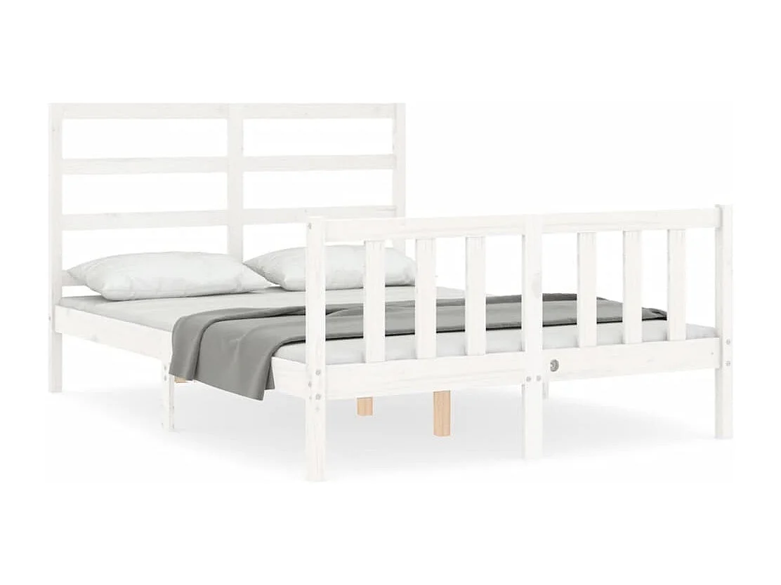 Bedframe zonder matras massief grenenhout wit 140x190 cm