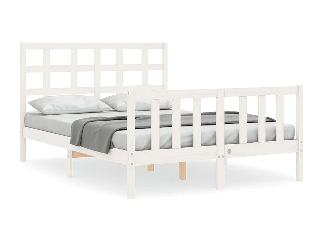 Cadre de lit sans matelas blanc 140x190 cm bois de pin massif