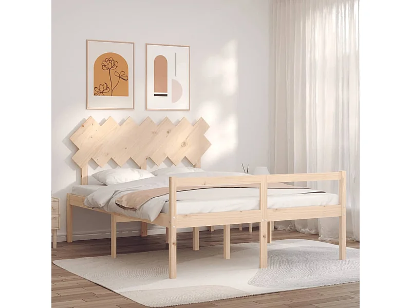 Cama para idosos com cabeceira 140x190 cm madeira maciça