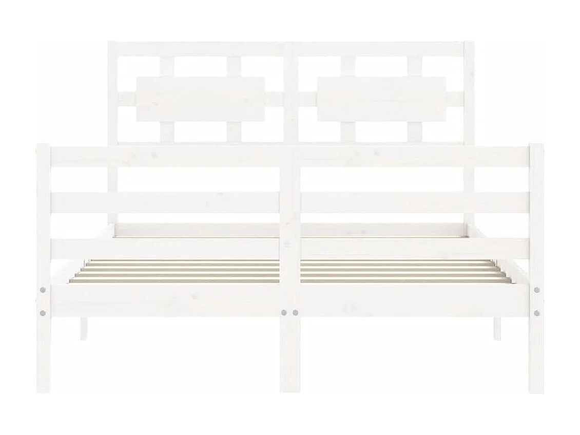 Bedframe met hoofdbord massief hout wit 140x190 cm