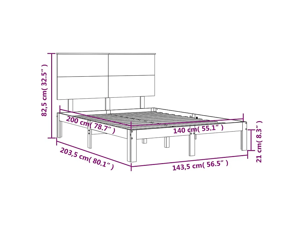 Massivholzbett ohne Matratze Weiß 140x200 cm Kiefernholz