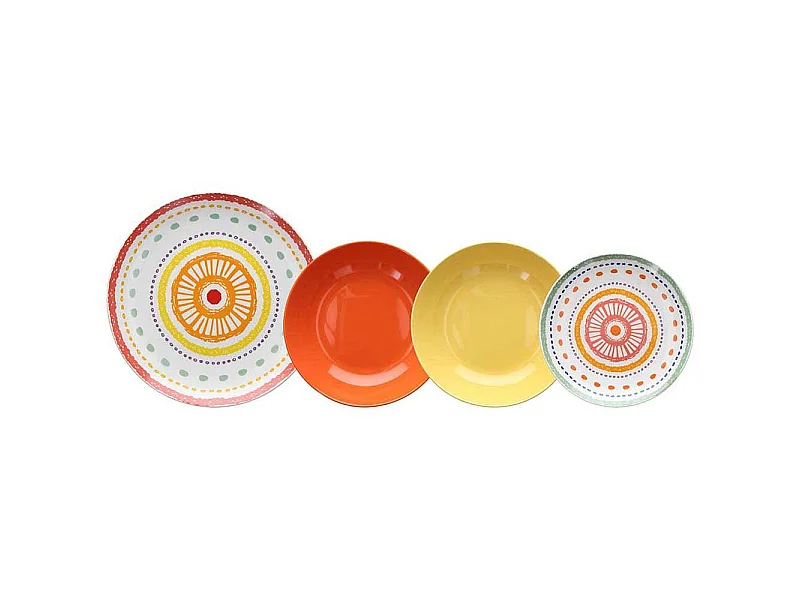 Servizio Piatti 18 Pezzi Aruba Porcellana Multicolor