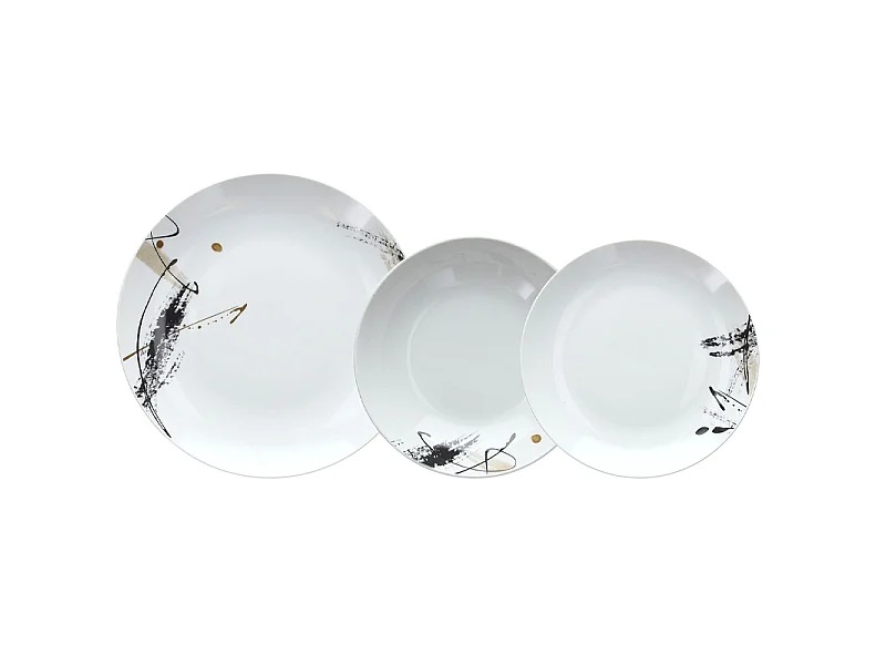 Servizio Piatti 18 Pezzi Poivre Porcellana Bianco