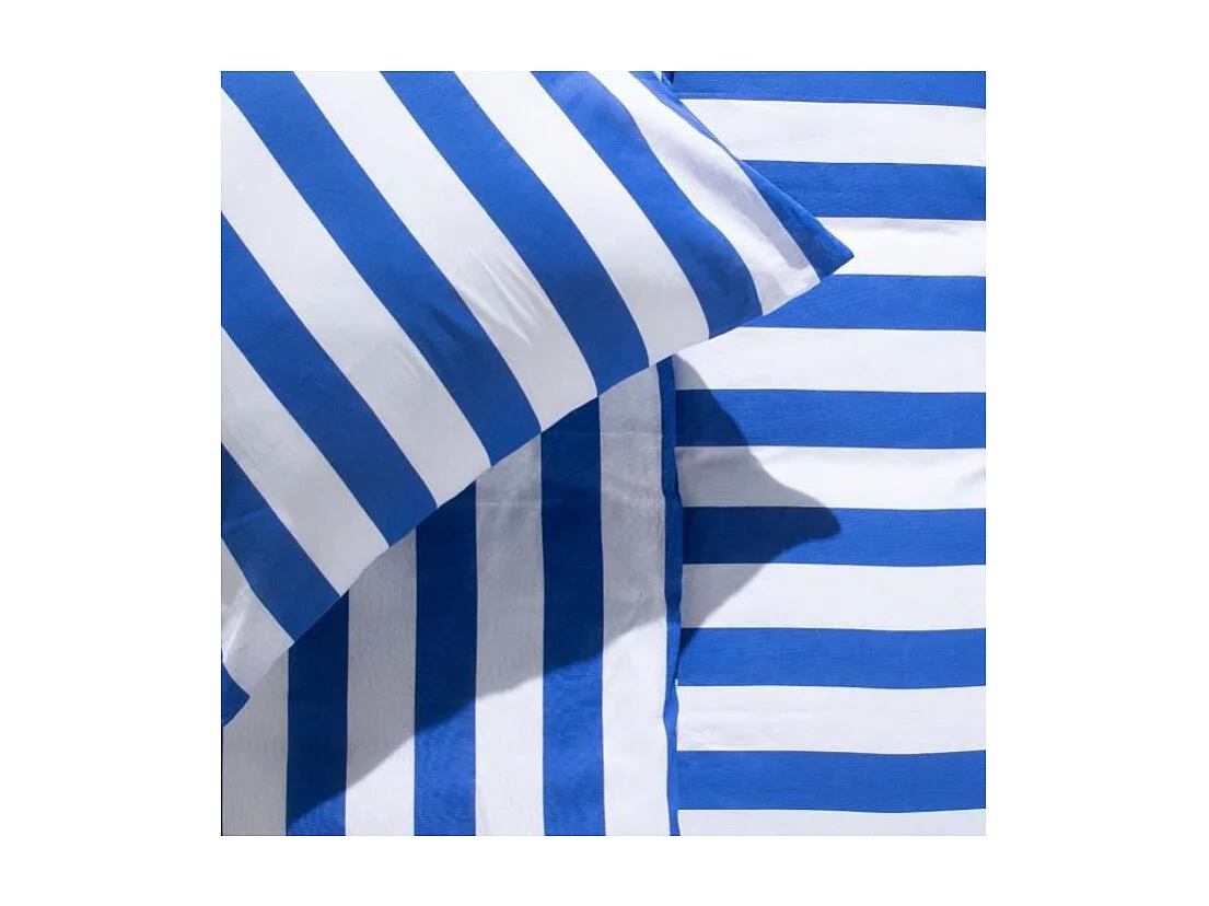 Juego de cama de rayas veraniegas - 240 x 220 cm - Matrimonial - Algodón estampado a rayas