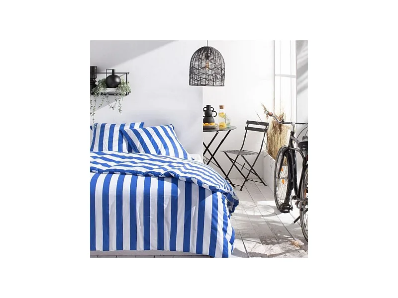 Parure de lit -  Summer Stripes - 240x220 cm - 2 personnes - coton imprimé rayé