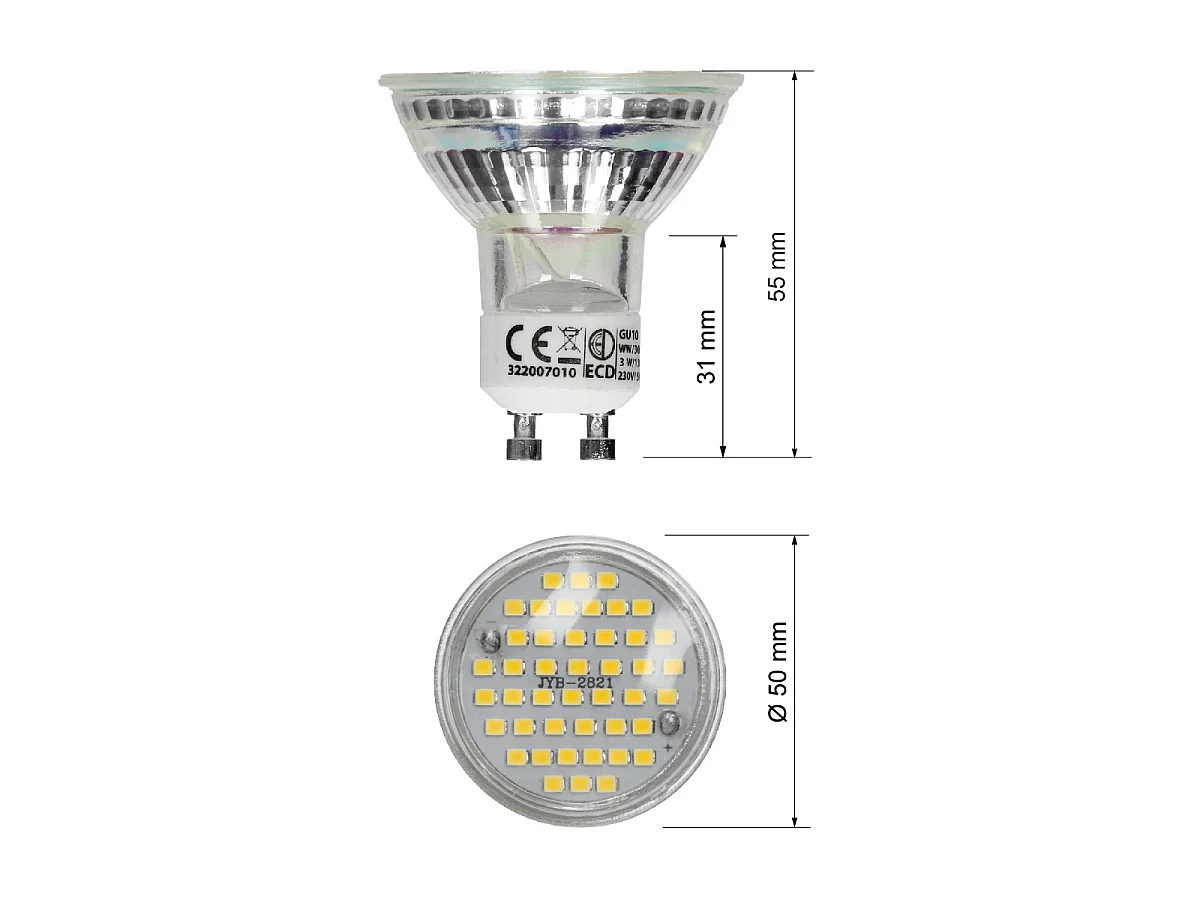 Lampadina spot 3W faretto da incasso illuminazione bulb GU10 44SMD bianco caldo