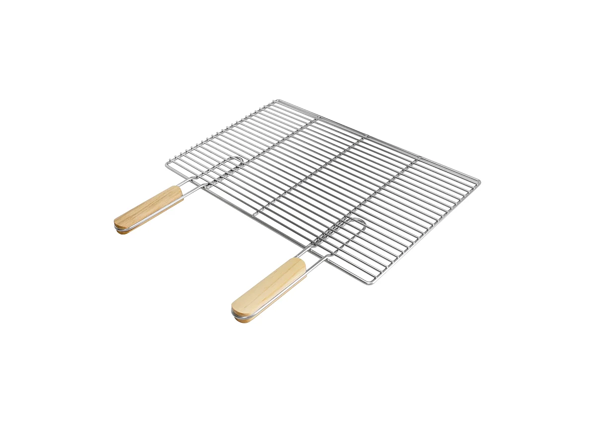 Grille barbecue BBQ 54 x 34 cm en acier inoxydable avec poignées double manche