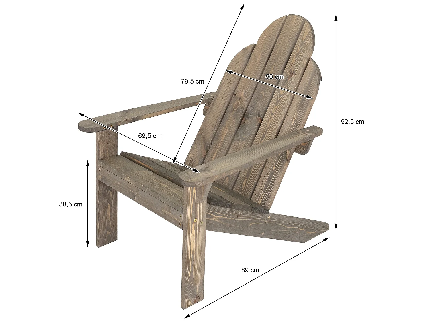 Chaise longue de patio Adirondack Bois