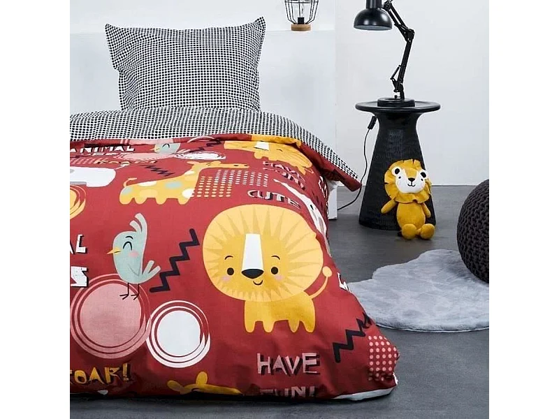 Parure de lit - 140 x 200 cm - coton imprimé animal