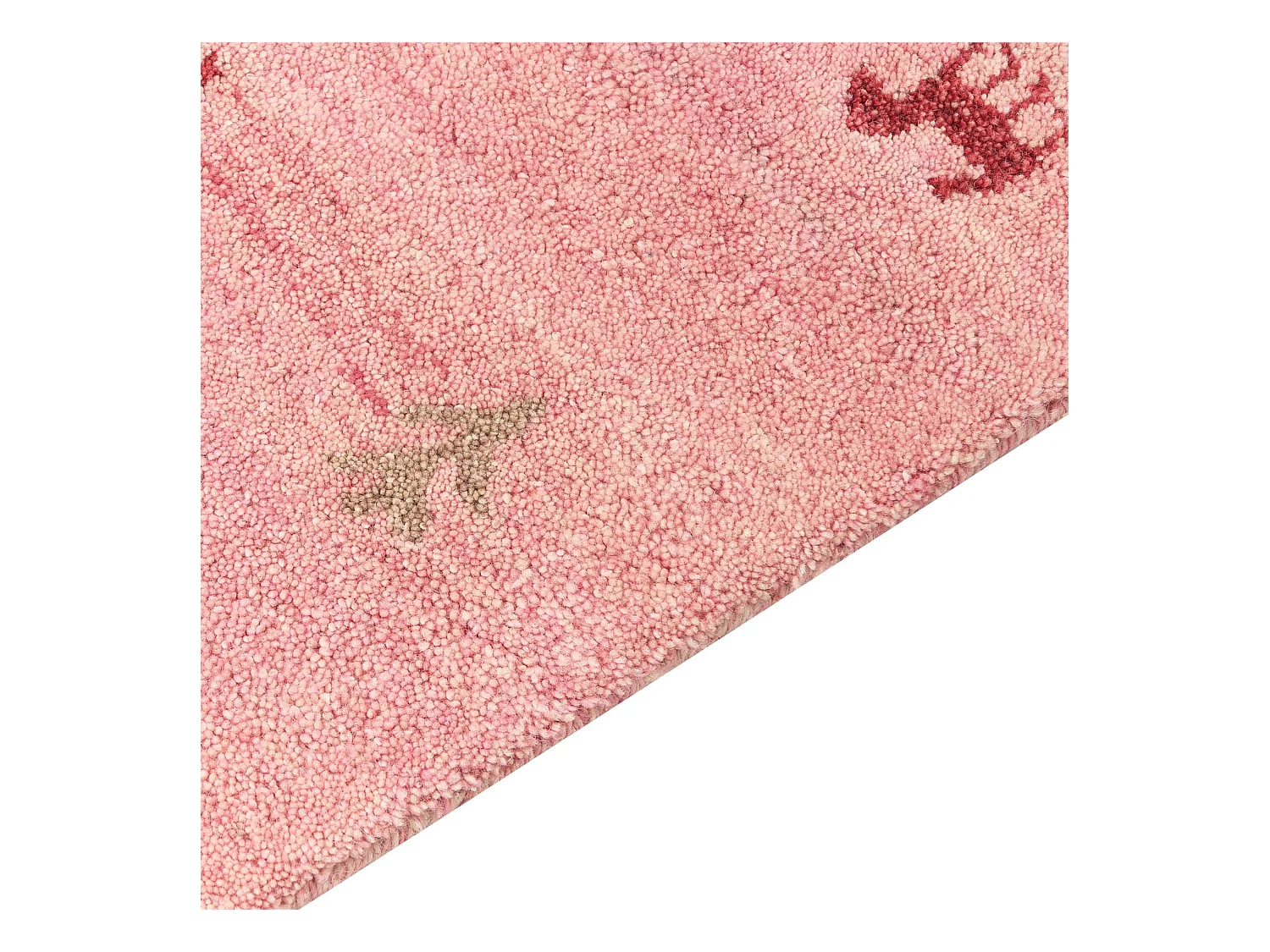 Gabbeh Teppich rosa aus Wolle 200x300 cm Hochflor Westernmotiv Tiermuster weich Yulafi