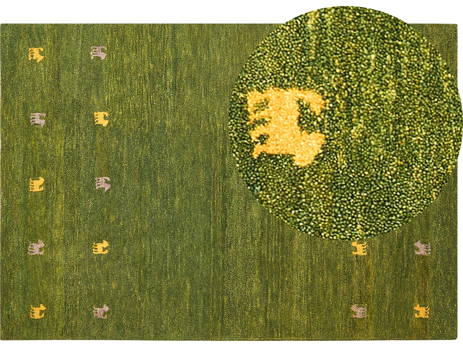 Alfombra gabbeh de lana verde/amarillo/beige 160 x 230 cm YULAFI