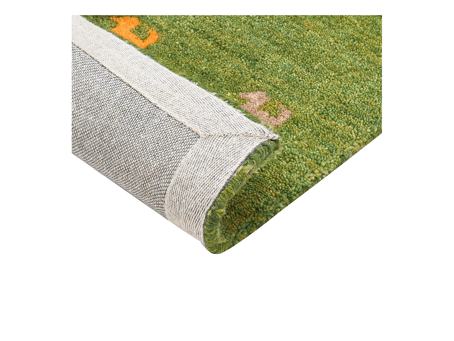 Gabbeh Teppich Wolle grün 160 x 230 cm Tiermuster Hochflor YULAFI