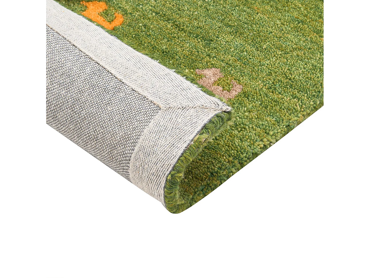 Gabbeh Teppich grün aus Wolle 200x300 cm Hochflor Westernmotiv Tiermuster weich Yulafi