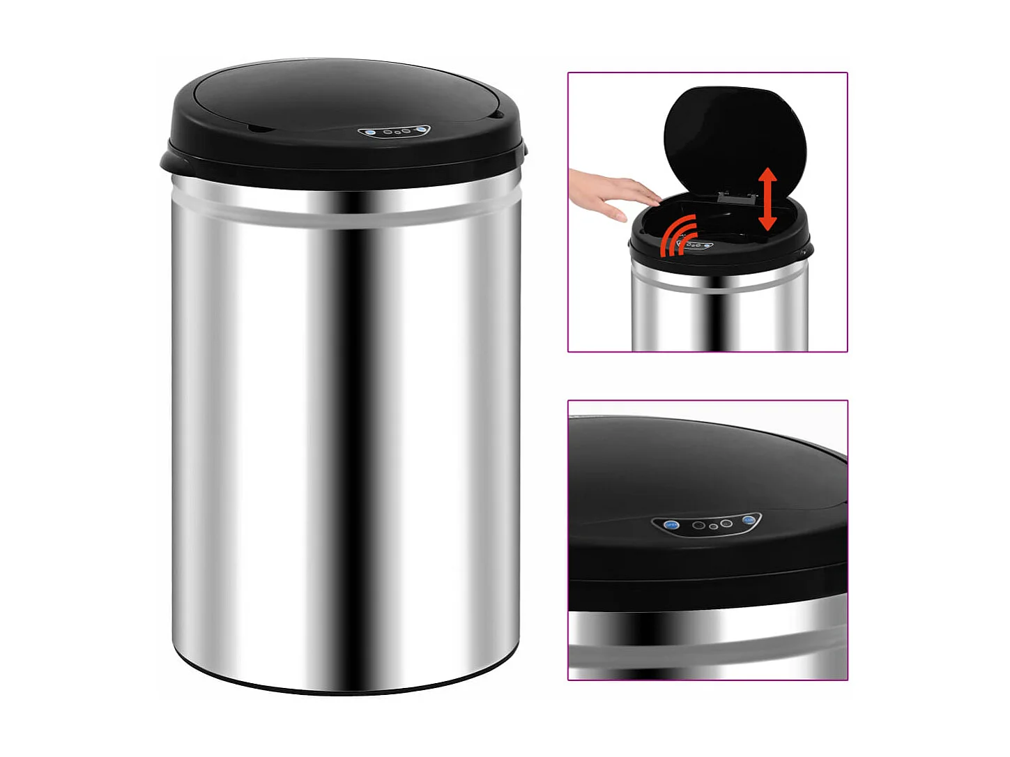Poubelle à capteur automatique argenté 30.5 x 30.5 x 51.5 cm 02_0006041