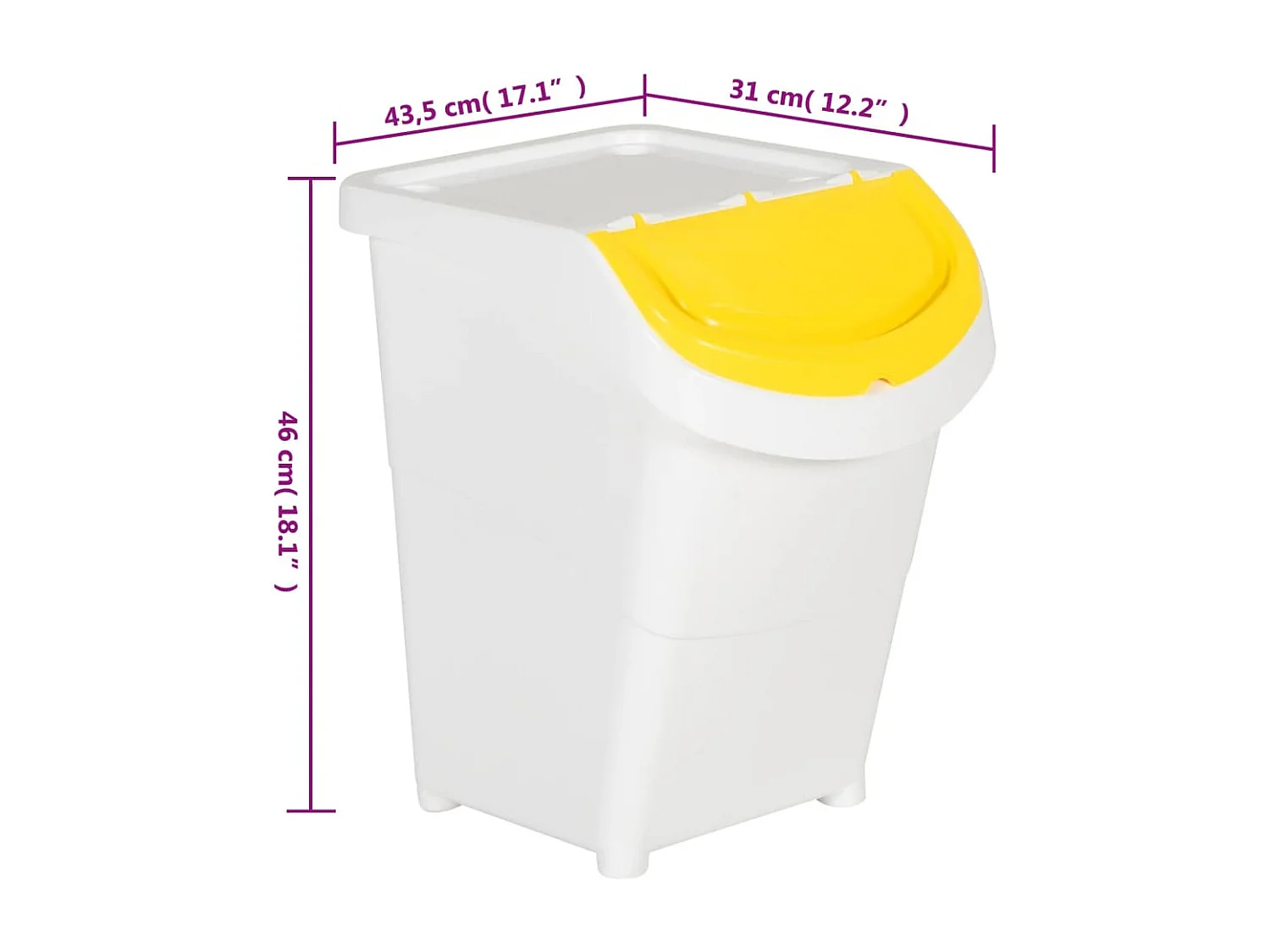 Lixeiras empilháveis ​​com tampa 3 peças PP 120 litros branco 02_0006049