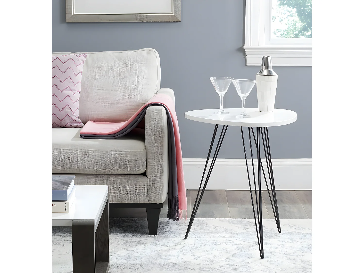 Table d'appoint Blanc et noir 50 X 50 X 59.94 cm - Dosia