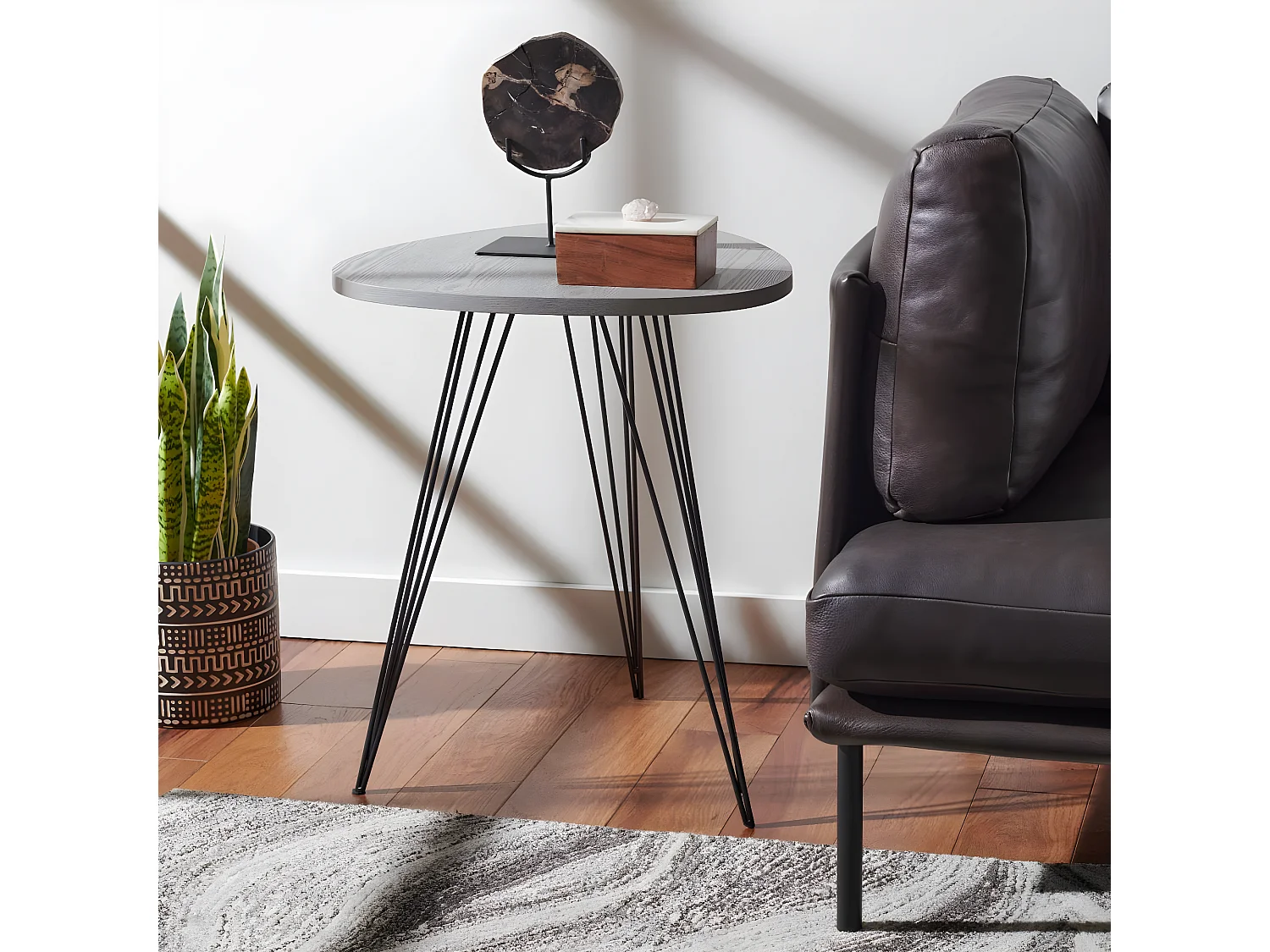 Table d'appoint Gris et noir 50 X 50 X 59.94 cm - Dosia