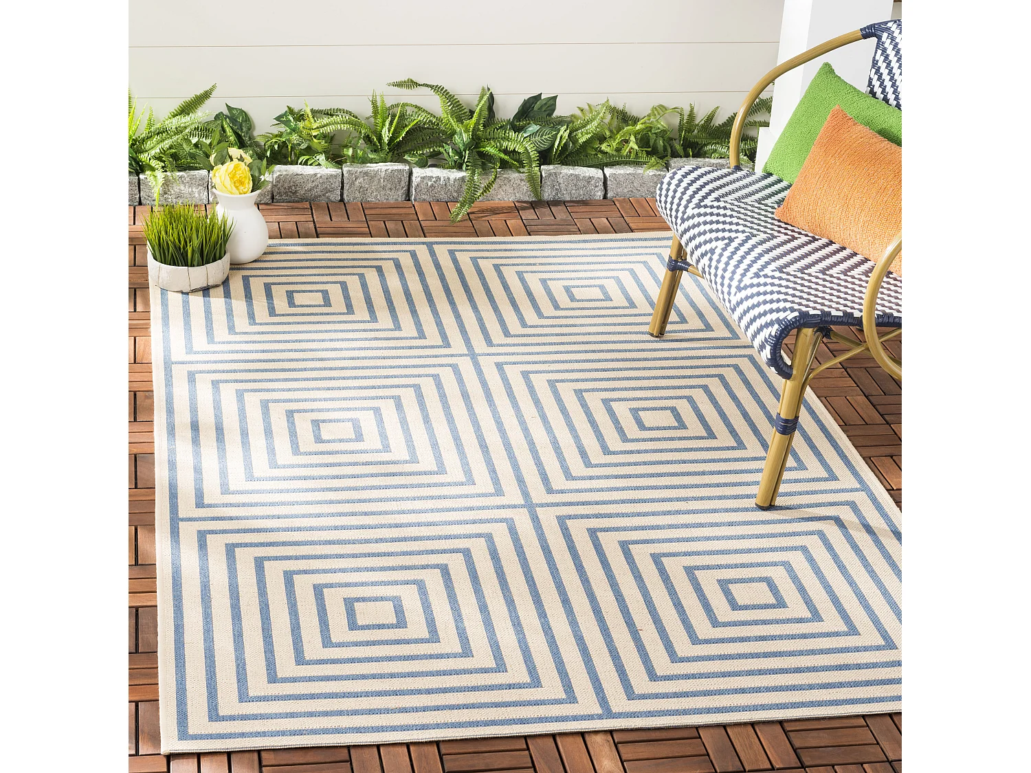 Tapis Neutre/Bleu 122 X 183 cm - Ravello