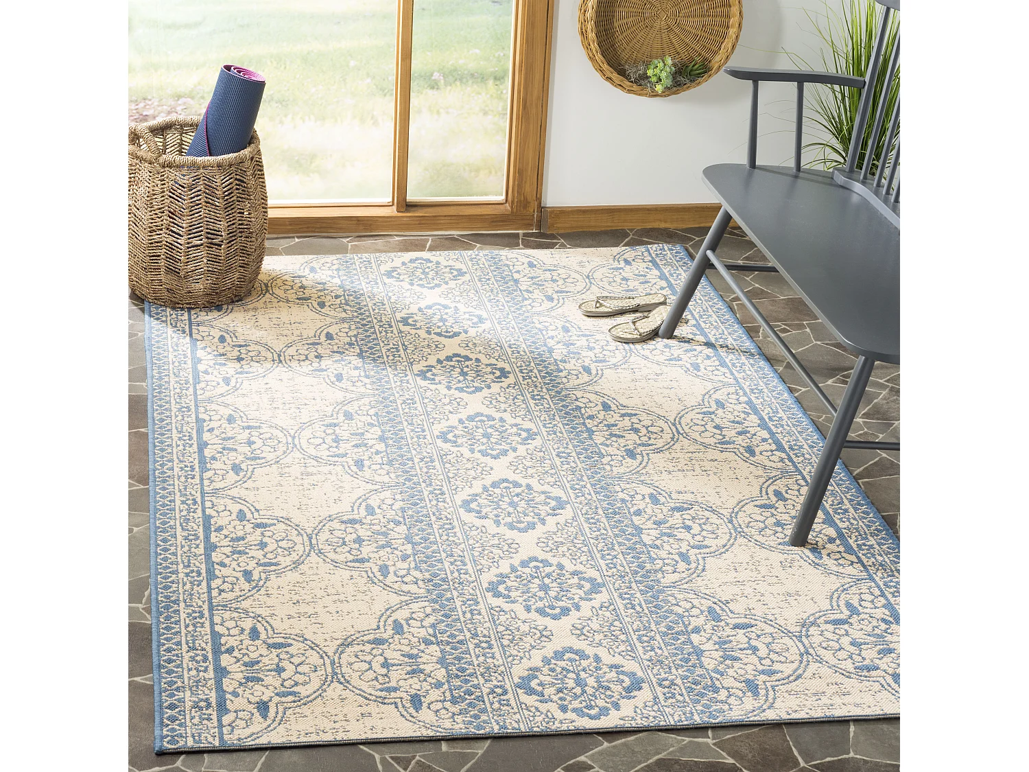Tapis Bleu/Neutre 91 X 152 cm - Borano