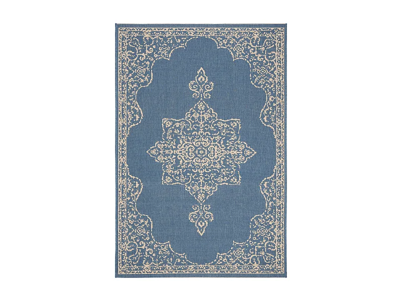 Tapis Neutre/Bleu 91 X 152 cm - Tropea