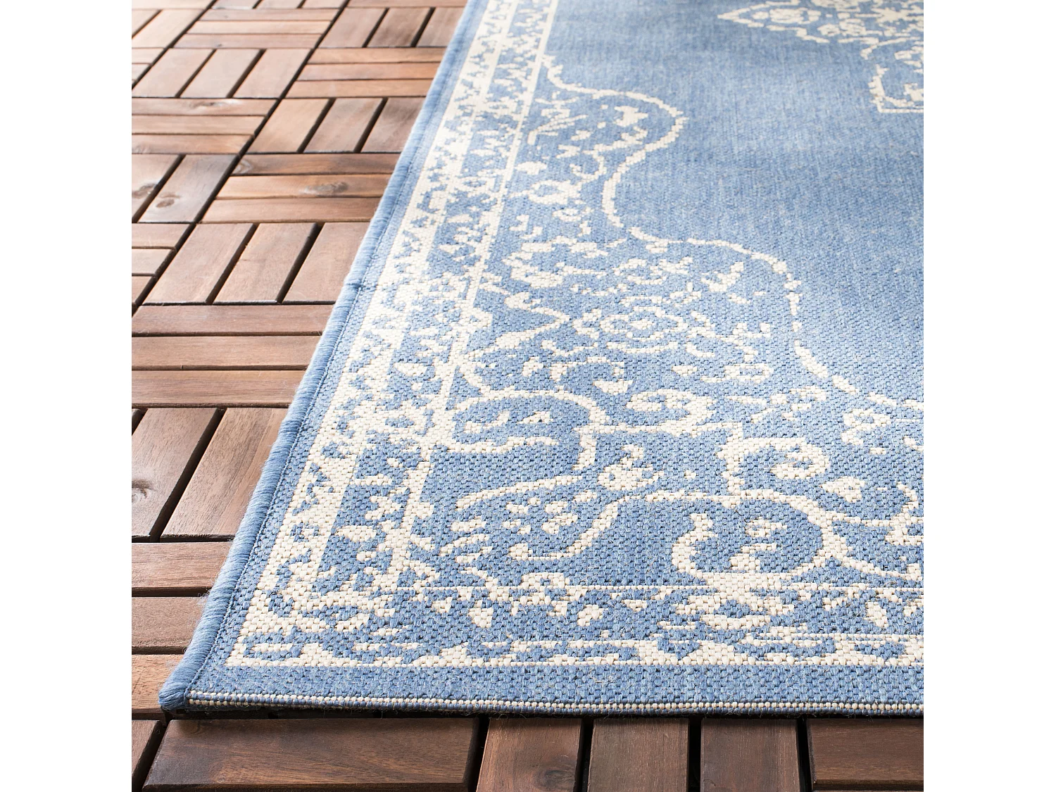 Tapis Neutre/Bleu 91 X 152 cm - Tropea