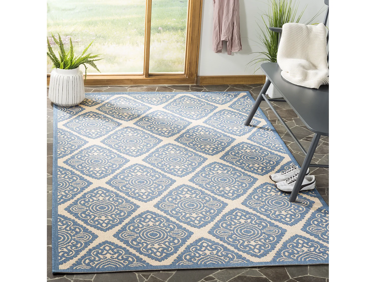 Tapis Neutre/Bleu 122 X 183 cm - Salina