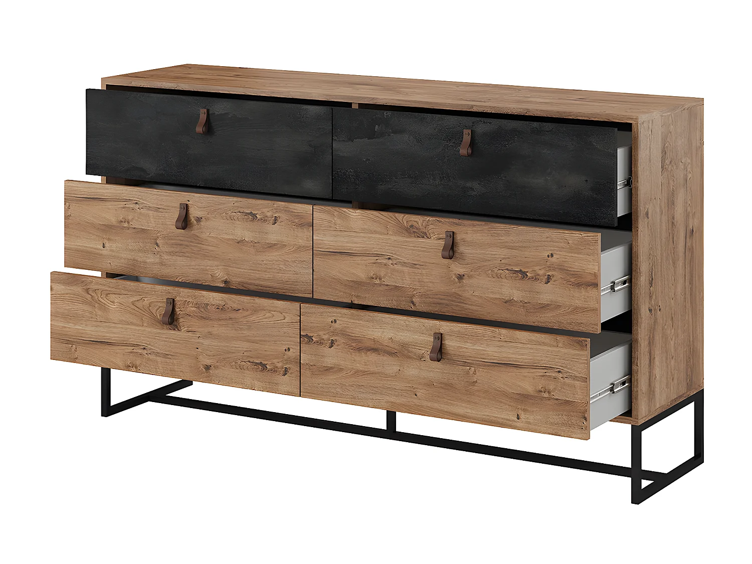 Byrå - 6 lådor - Valnöt och antracit - MALONSKI