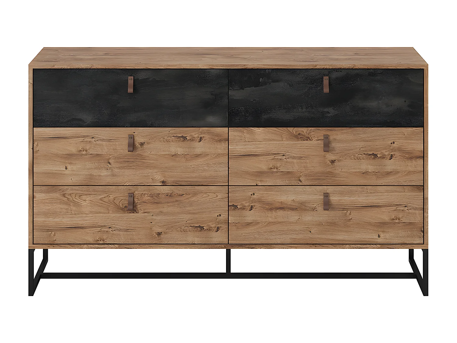 Byrå - 6 lådor - Valnöt och antracit - MALONSKI