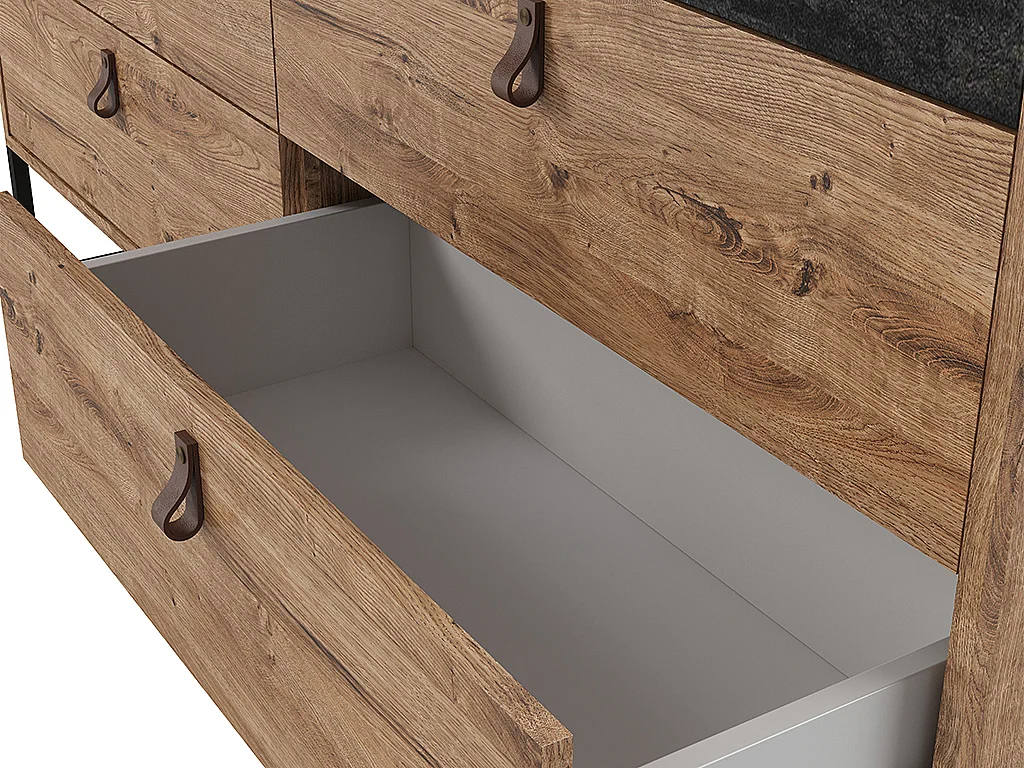 Byrå - 6 lådor - Valnöt och antracit - MALONSKI