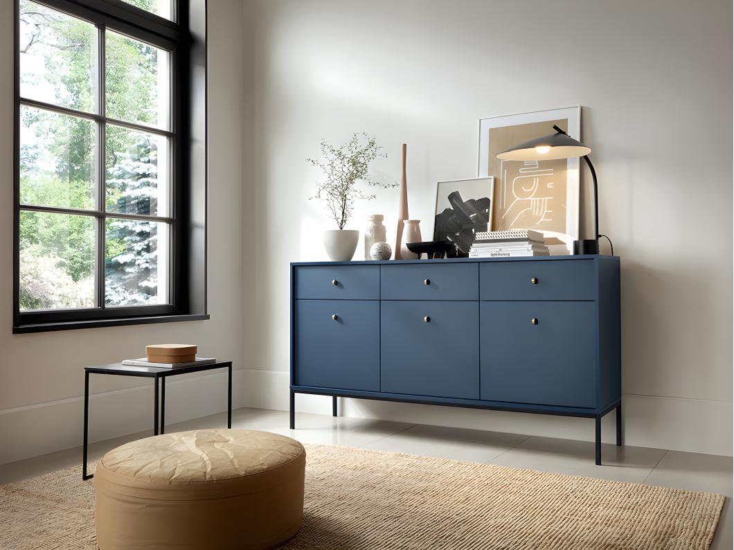 Buffet - 3 tiroirs et 3 portes - Bleu - BOGDAN