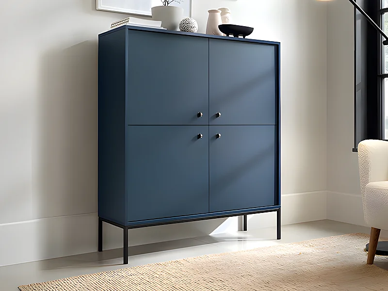 Highboard mit 4 Türen - Blau - BOGDAN