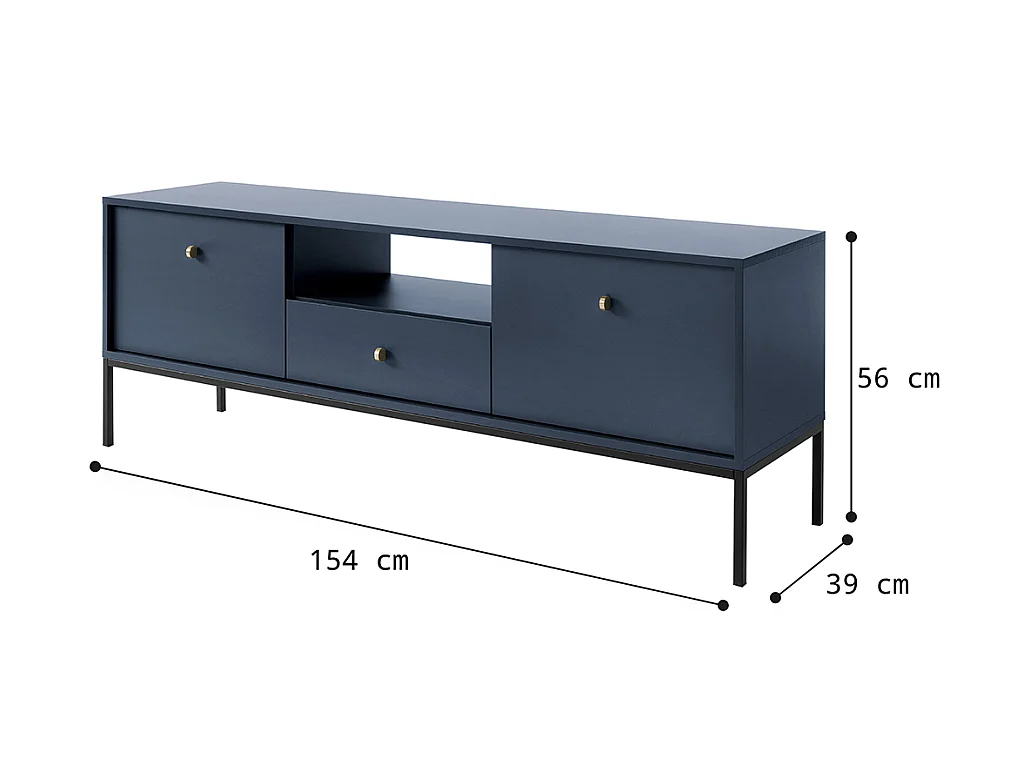 TV-meubel BOGDAN - 2 deuren, 1 lade en 1 nis - Blauw