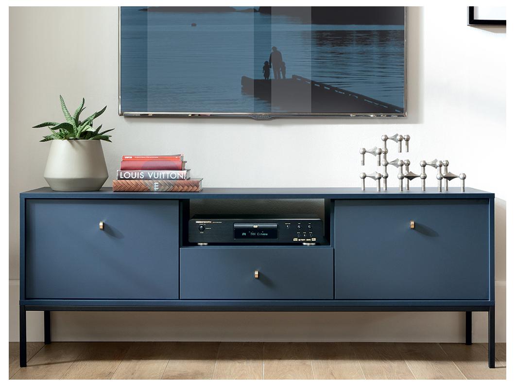 TV-meubel BOGDAN - 2 deuren, 1 lade en 1 nis - Blauw
