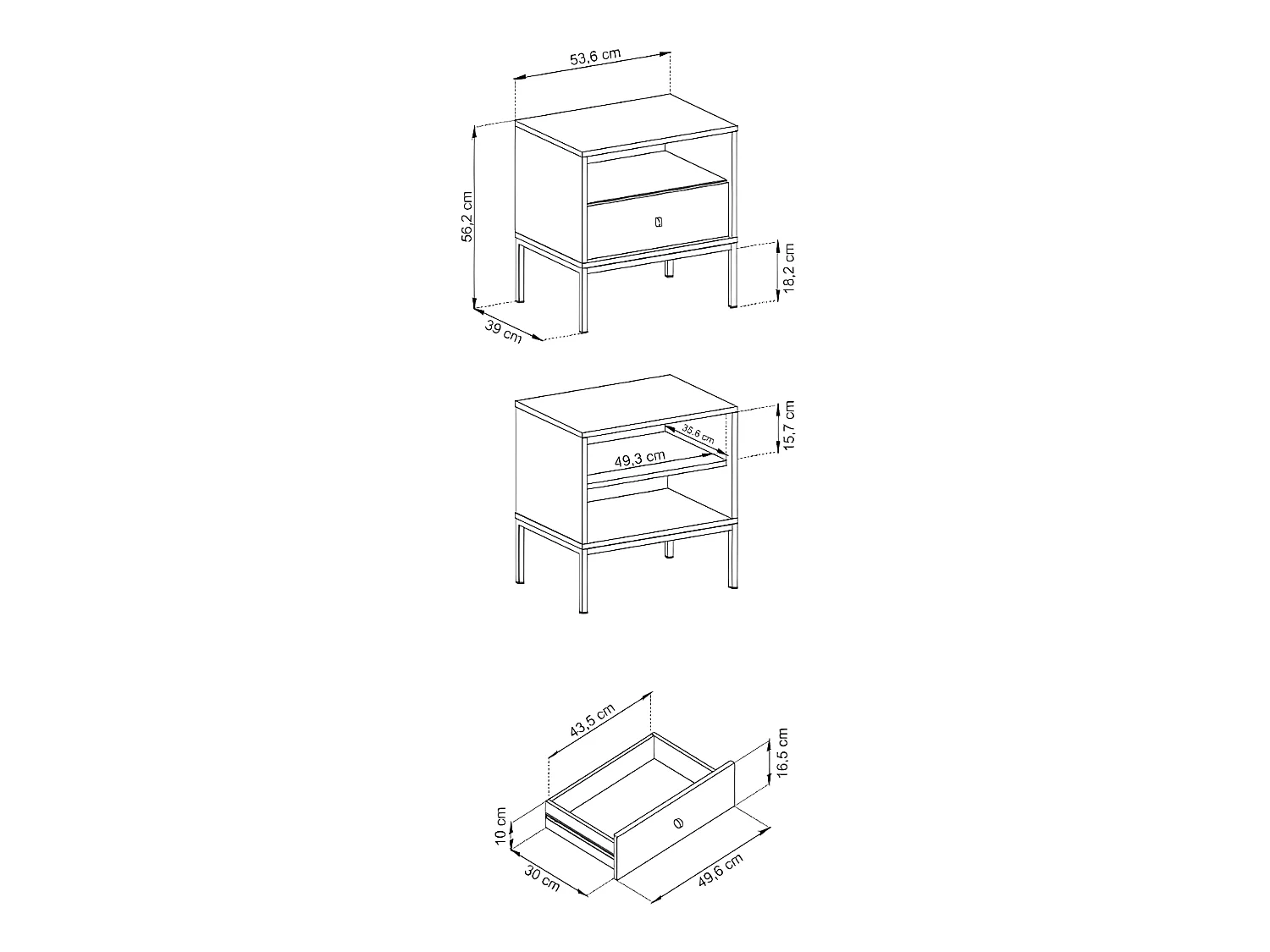 Table de chevet - 1 tiroir et 1 niche - Bleu - BOGDAN