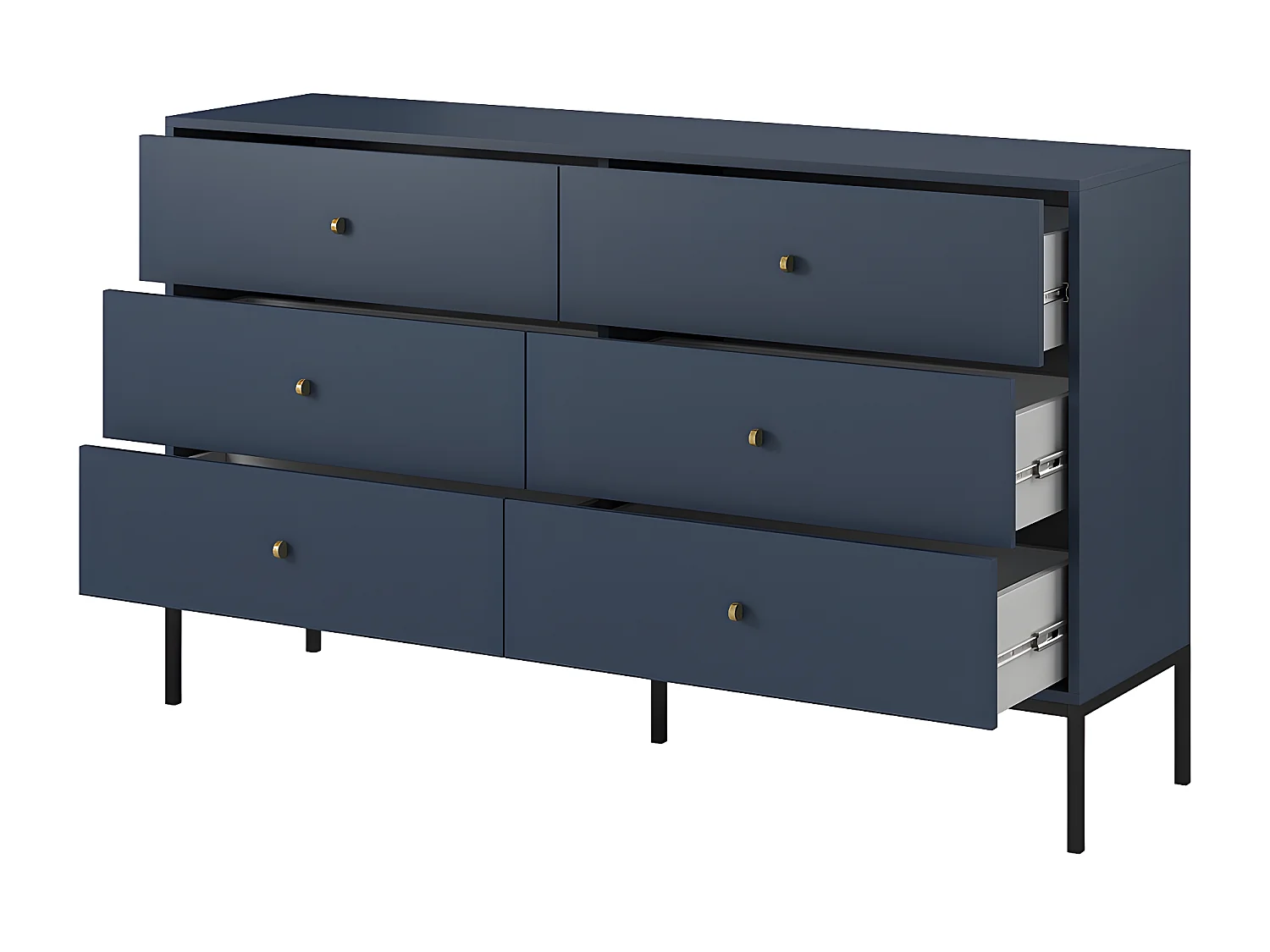 Kommode mit 6 Schubladen - Blau - BOGDAN