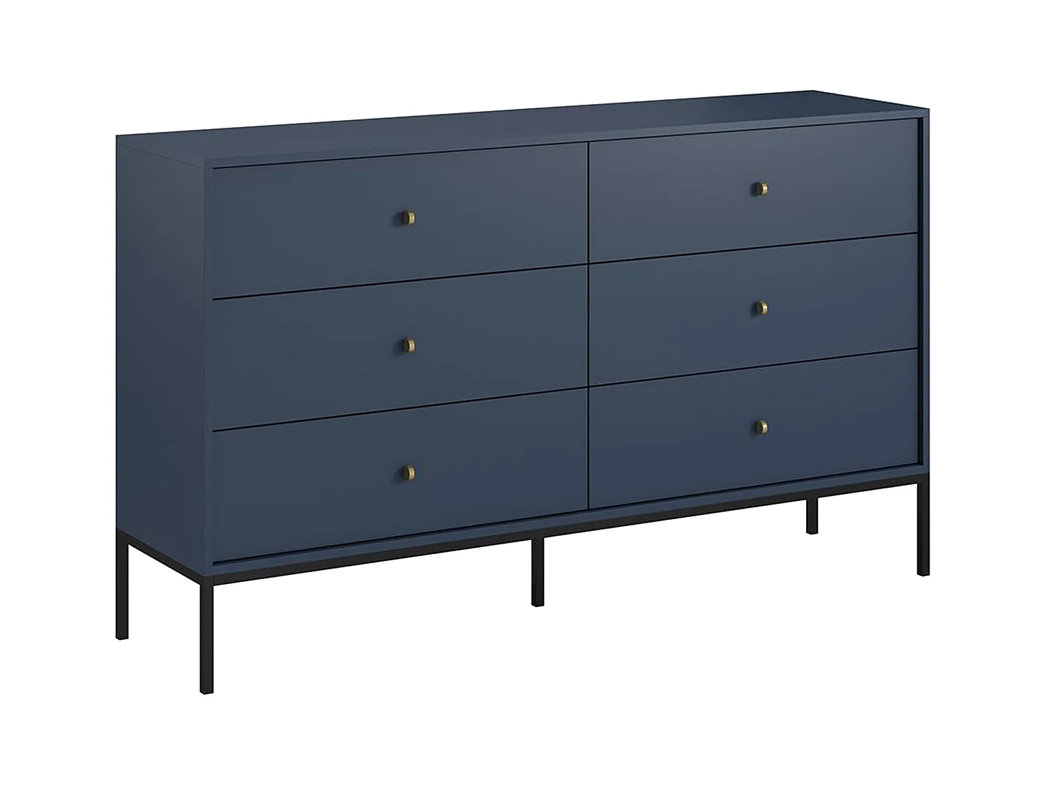 Commode 6 tiroirs - Bleu - BOGDAN