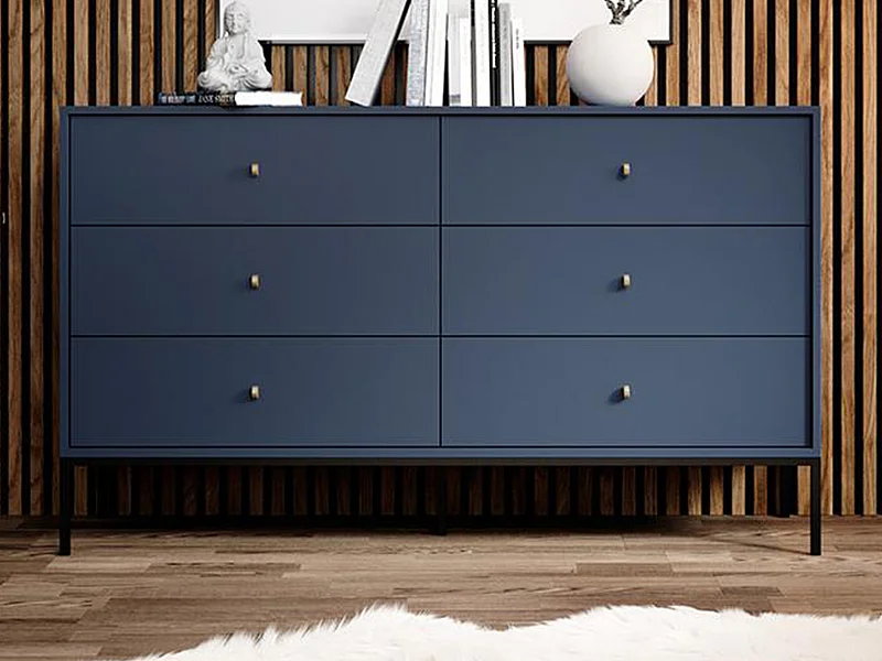 Commode 6 tiroirs - Bleu - BOGDAN